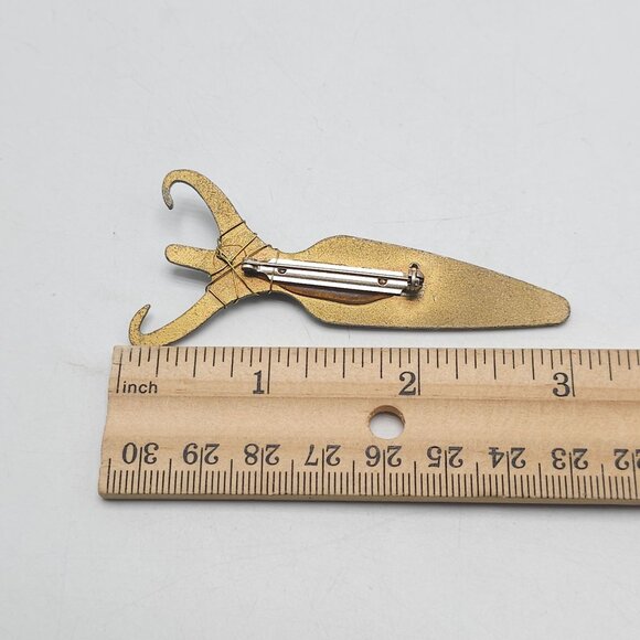 Southwest Turquoise Feather Brooch Pin With Multicolor Abstract Design - Picture 4 of 4